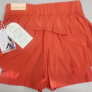 Blogilates Orange Ruffle Shorts